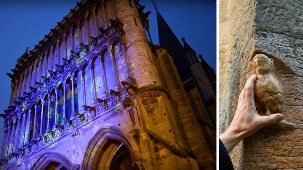 Eglise Notre Dâme Dijon sous les lumières de Noel 2024