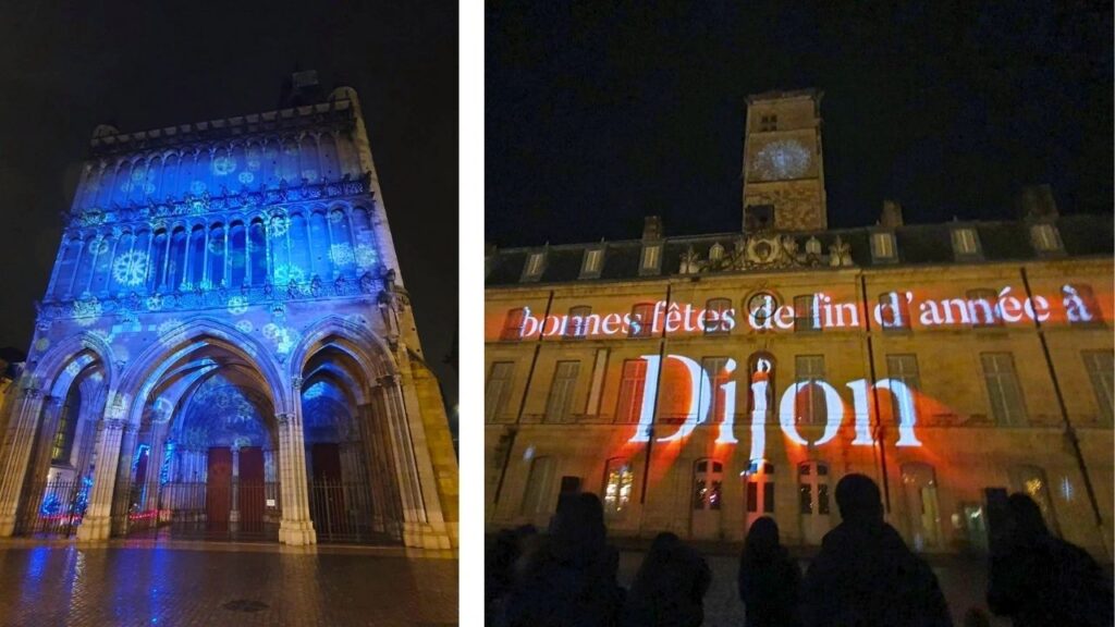 Eglise Notre Dâme Dijon sous les lumières de Noel 2024