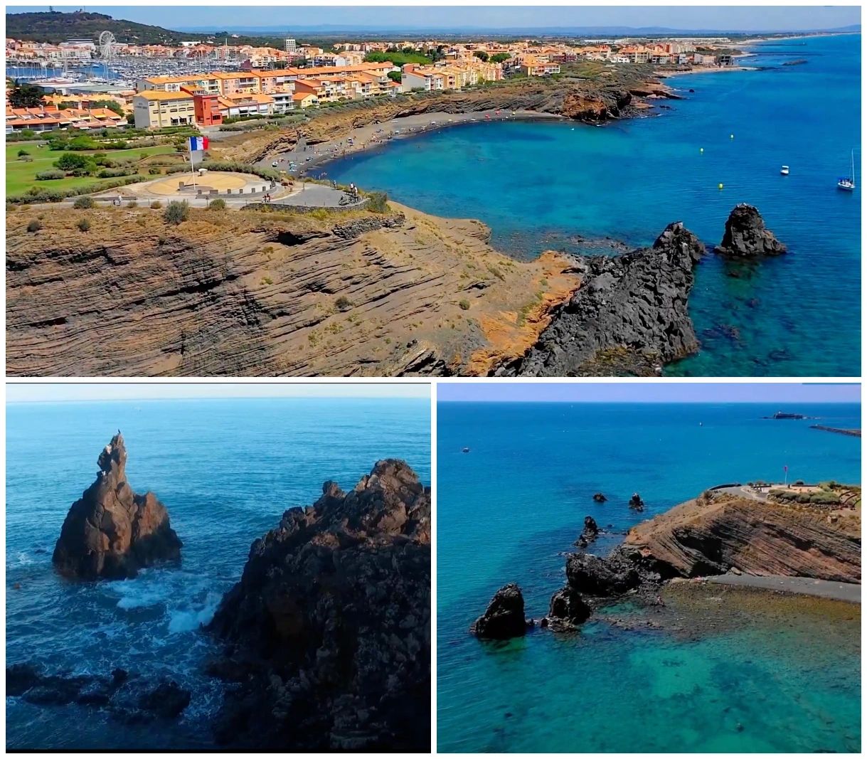 Le Cap d'Agde - Plage de la Grande Conque et les rochers des Deux Frères