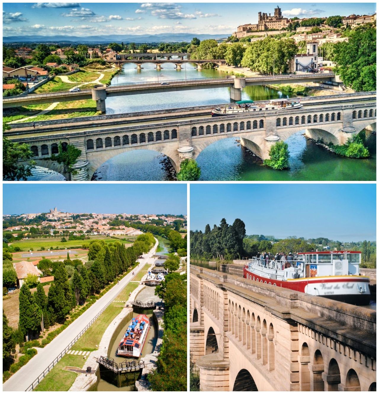 Le pont-canal de l'Orb et Les 9 Écluses de Fonséranes - Béziers - Canal du midi