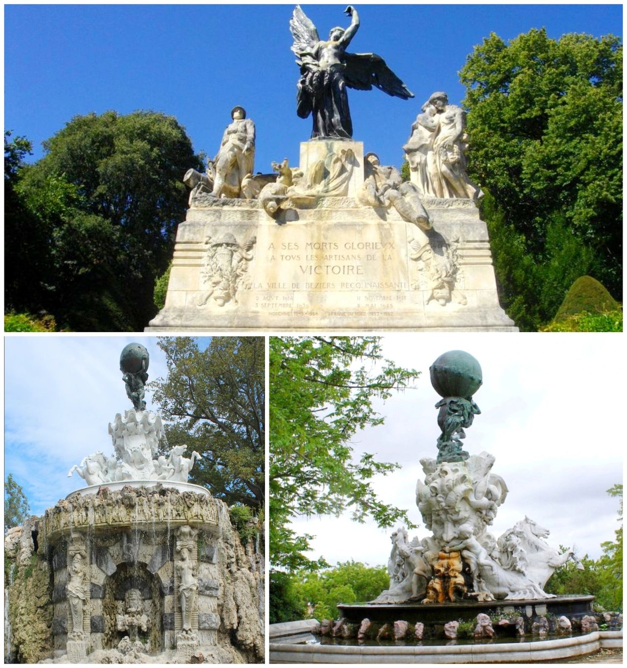 La  Fontaine du Titan et le Monument aux Morts - Plateau des Poètes à Béziers