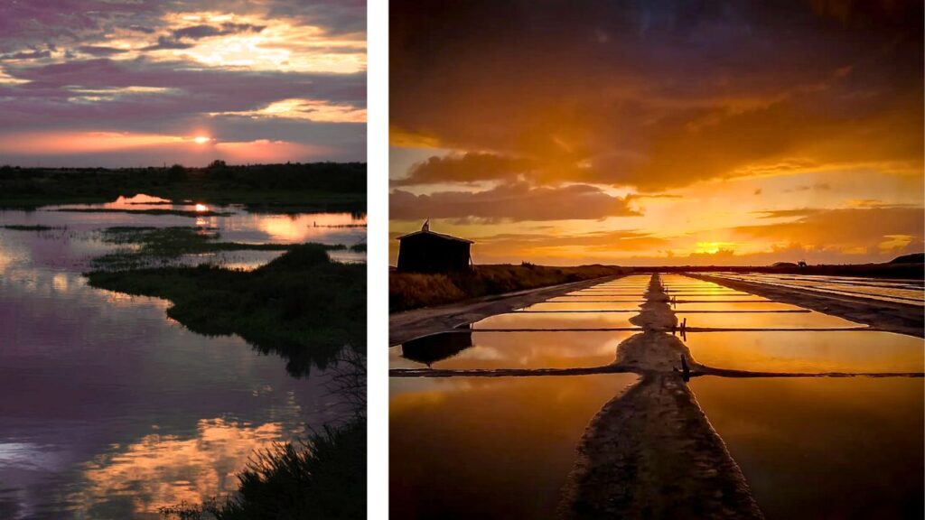 Coucher de soleil Marais salants île de Ré