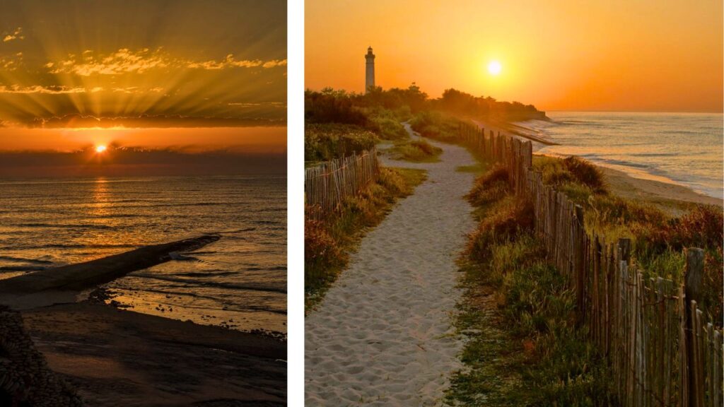 Phare des baleines plage de la conche coucher de soleil