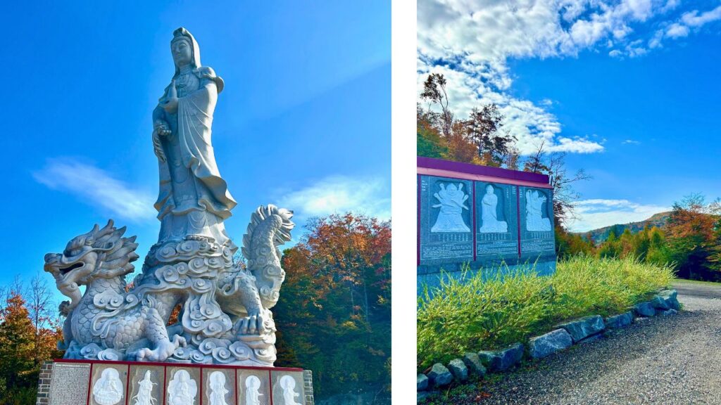 Le Bouddha de la compassion (Avalokiteshvara), une impressionnante statue de marbre de 360 tonnes et de 21 mètres de haut.